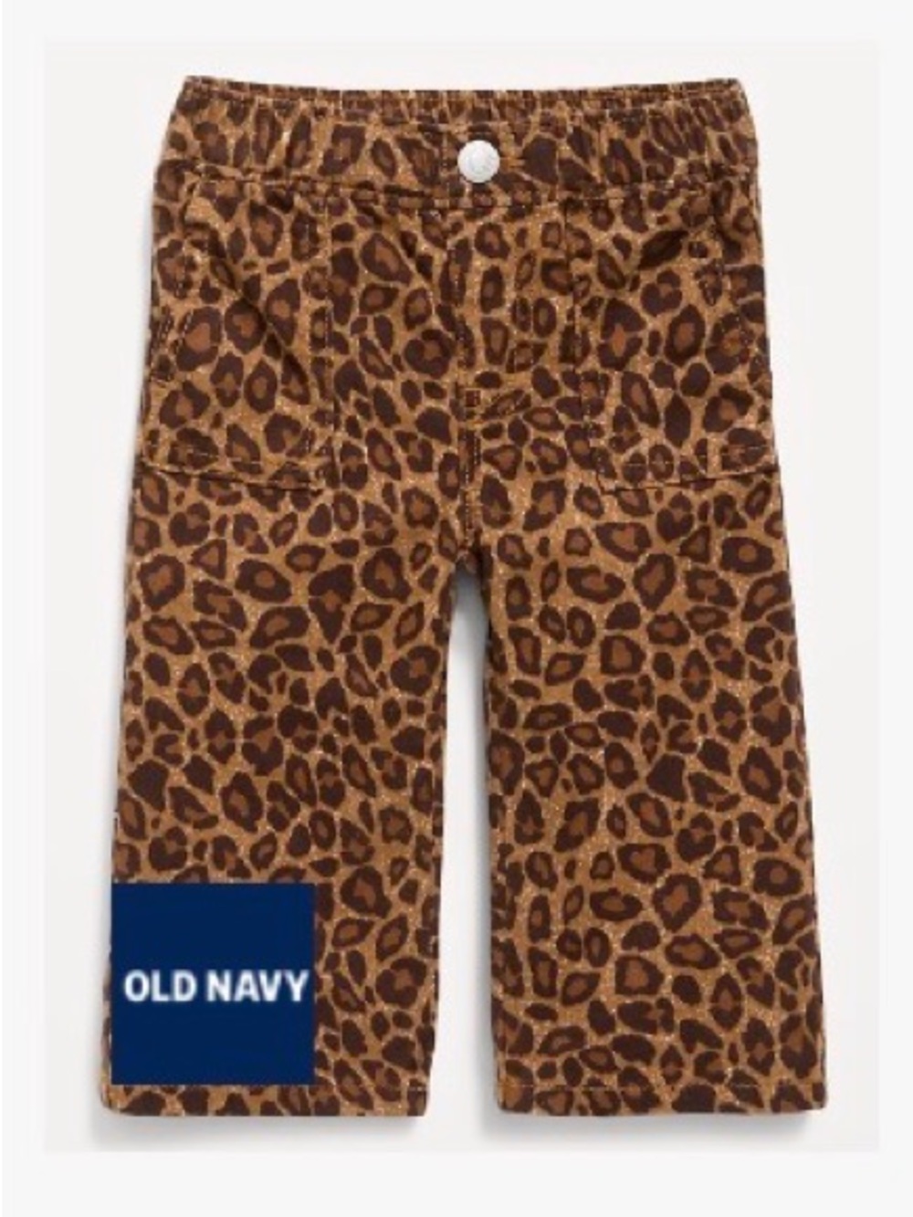 Leopard Pull-On Baggy Utility Jeans Baby Girl 6-12M Denim Animal Print Classic